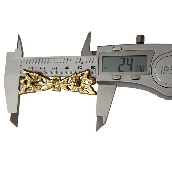 1928 Brand Black Baguette Enamel Clear Rhinestone Bar Brooch Pin K324 - Picture 6 of 8